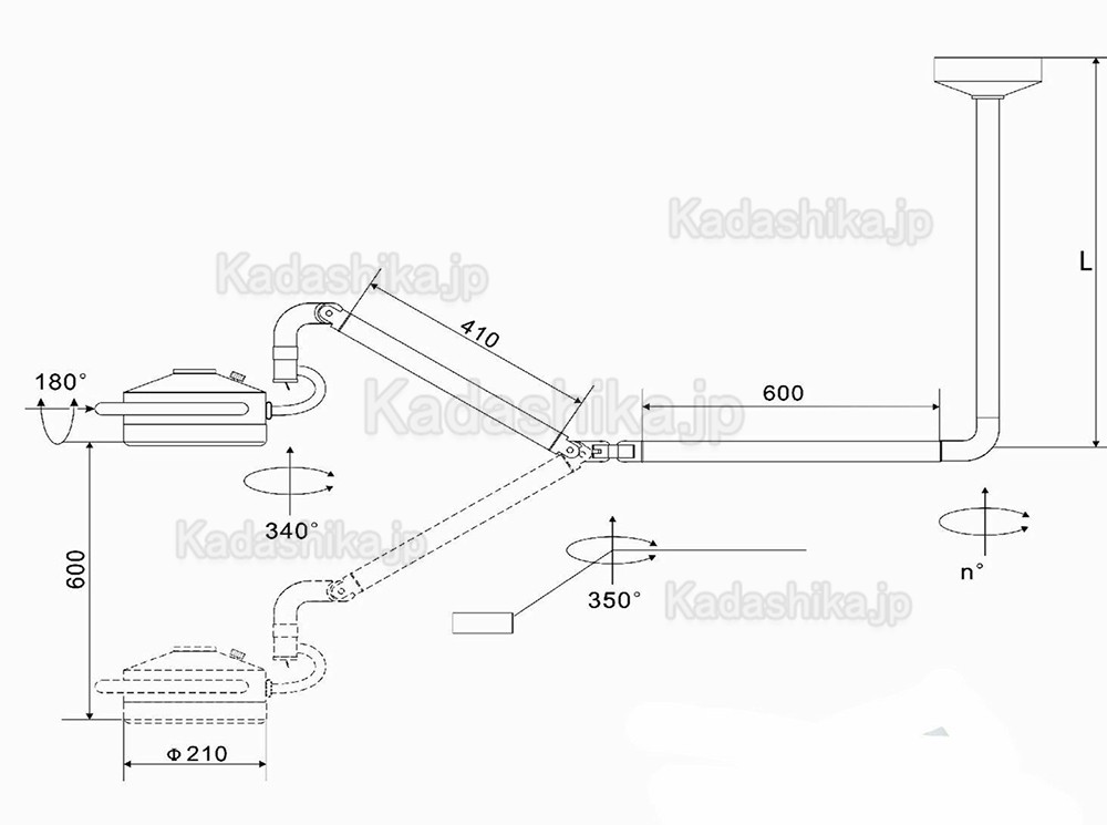 KWS® KD-2012D-3C歯科手術用LED無影灯 36W照明灯（スタンド付き、天井に取り付ける）